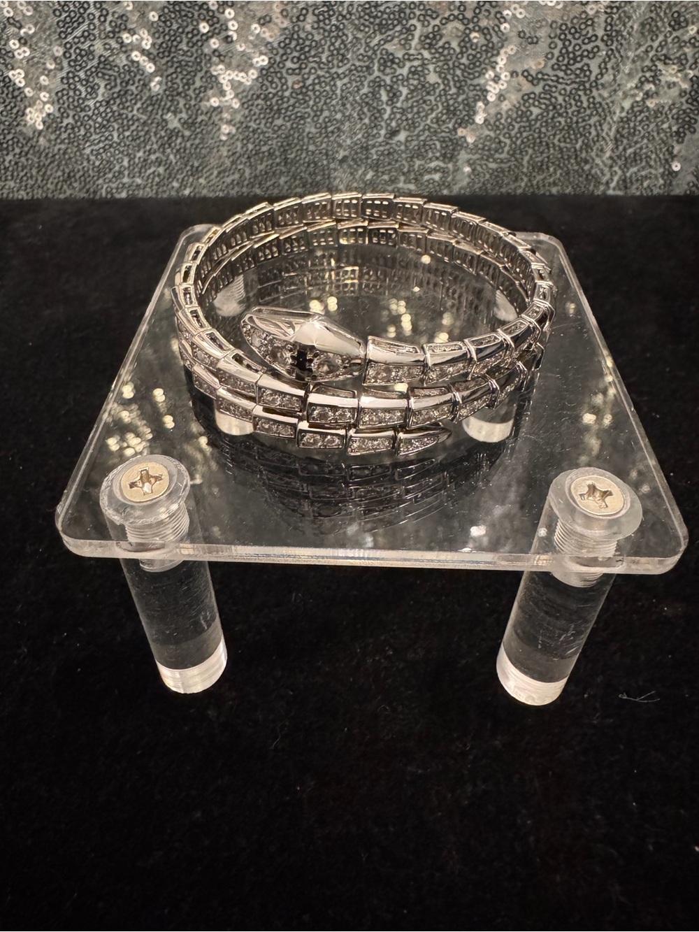 BVLGARI Serpentine Motif AU750 White Gold Snake Bracelet